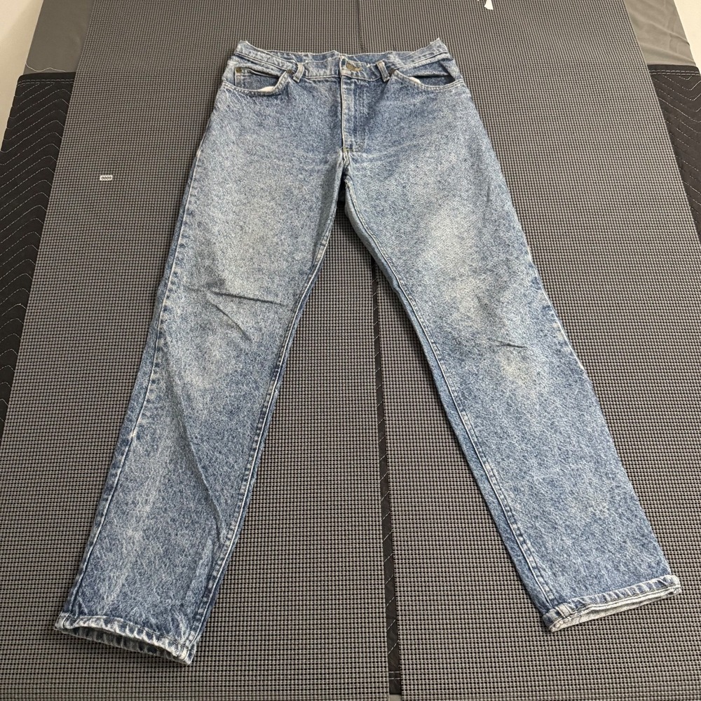 Vintage Lee Acid Wash Jeans Men's 30x28 Blue High‎ Rise Tapered 90s USA Style